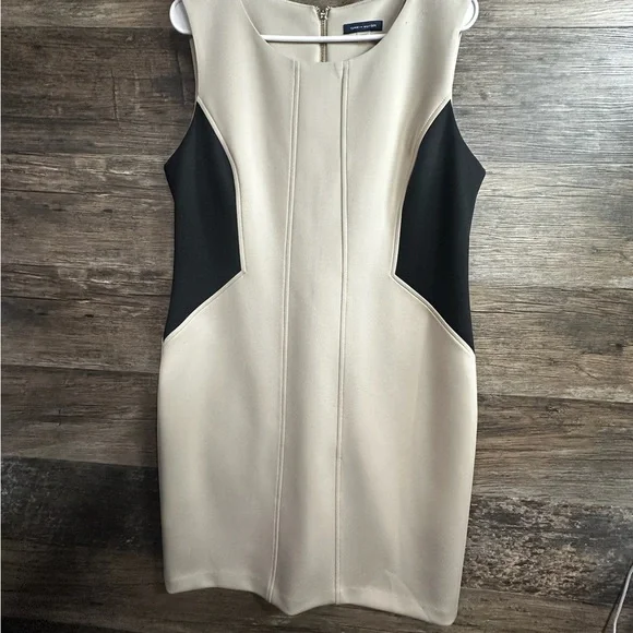Tommy Hilfiger Sheath Dress Cream and Black Midi - Picture 2 of 9